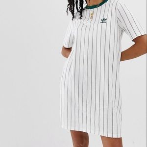 ADIDAS Green and White Striped T-shirt Dress